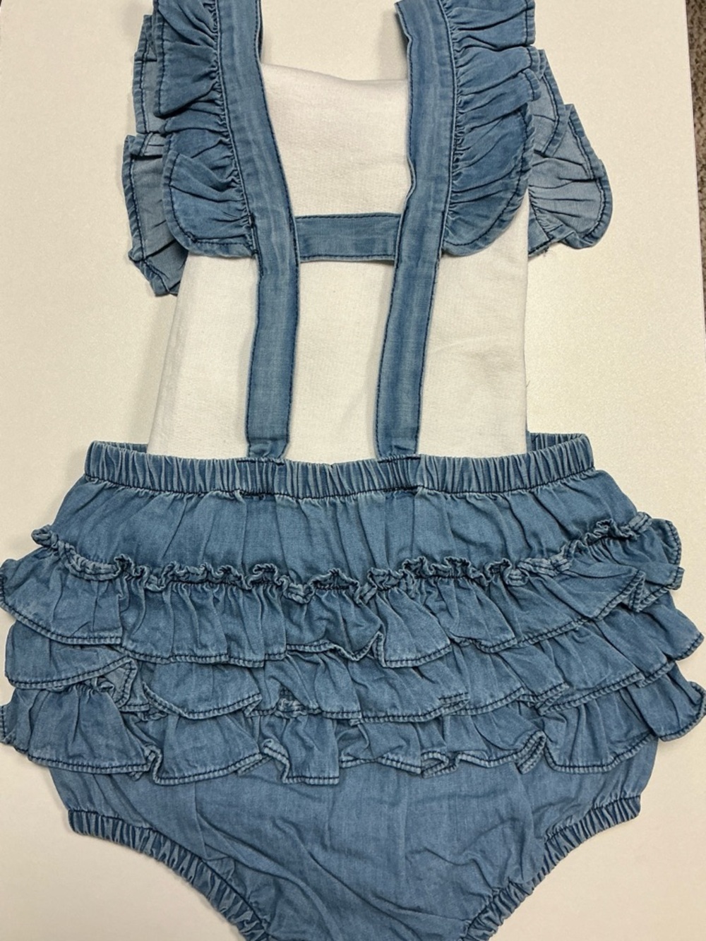 Ruffle Butts Denim Ruffle Overalls - Light Blue - Picture 4 of 4